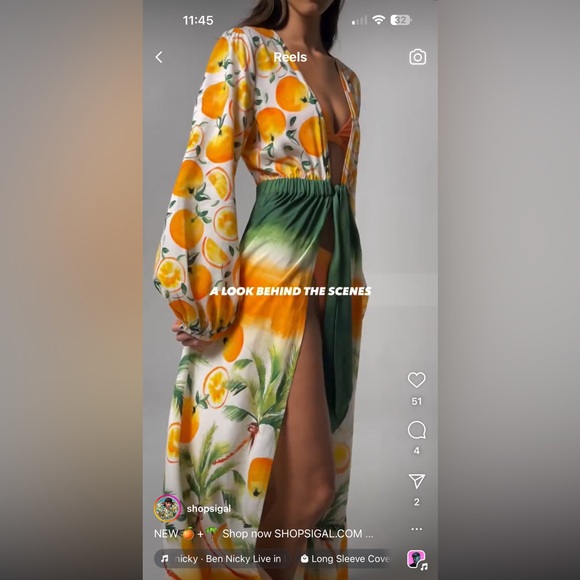 SIGAL Long-Sleeve Tie-Front Cover-Up Dress L - Picture 14 of 16